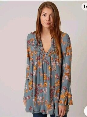 Free People Pebble Crepe Tunic Floral Top S
